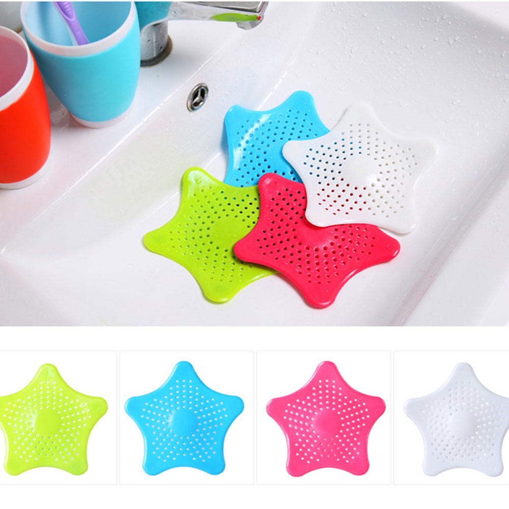 2pcs Kitchen Bathroom Star Waste Sink Strainer Hair Filter Drain Catcher