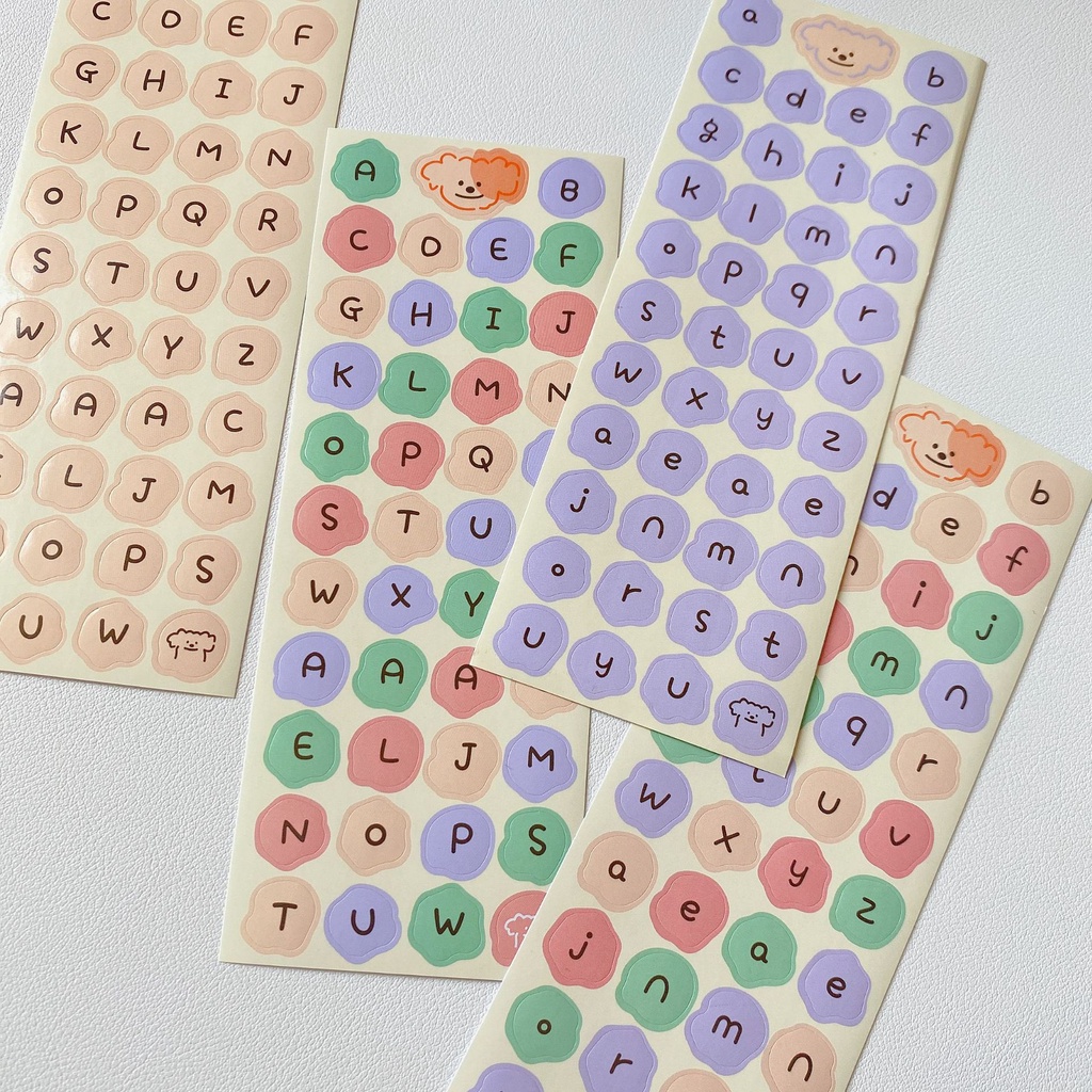 Hình dán cute Béo Shop sticker miếng dán trang trí sổ lưu niệm hình bảng chữ cái màu kẹo xinh xắn ST14