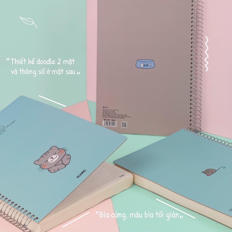 Sổ lò xo đơn A4 Caro Klong 300 trang_591 giấy siêu dày