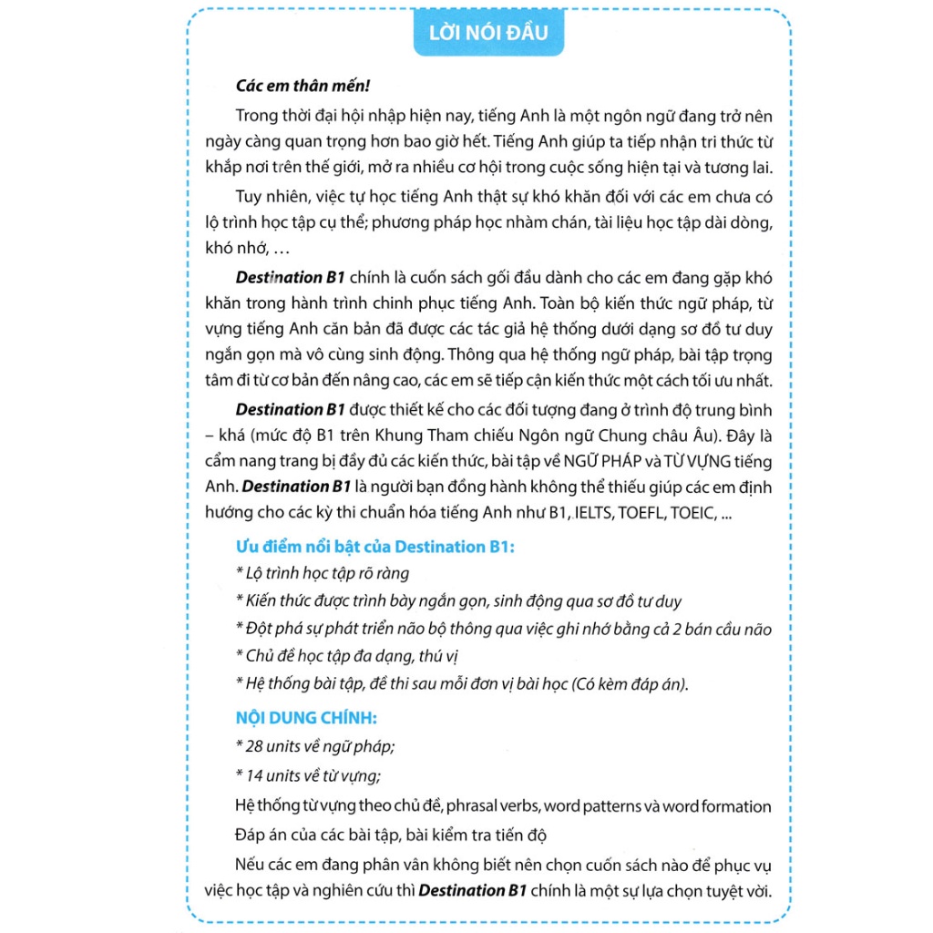 Sách - Destination B1 - Ngữ Pháp Và Từ Vựng Tiếng Anh - Tập 1 - Bùi Văn Vinh - MT