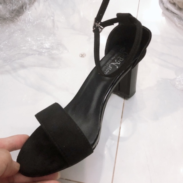 [Mã FASHIONHOTWS hoàn 15% tối đa 30k xu đơn 99k] [Kèm ẢNH THẬT] Giày cao gót sandal 7cm bản ngang đen __LZ002 | BigBuy360 - bigbuy360.vn