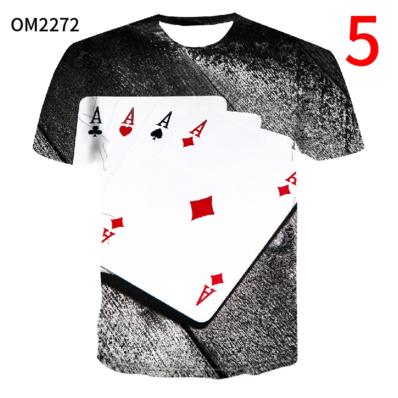 Áo Thun Tay Ngắn Cổ Tròn In Hình Lá Bài Tây 3D Thời Trang Cho Nam Size S~5XL 2022