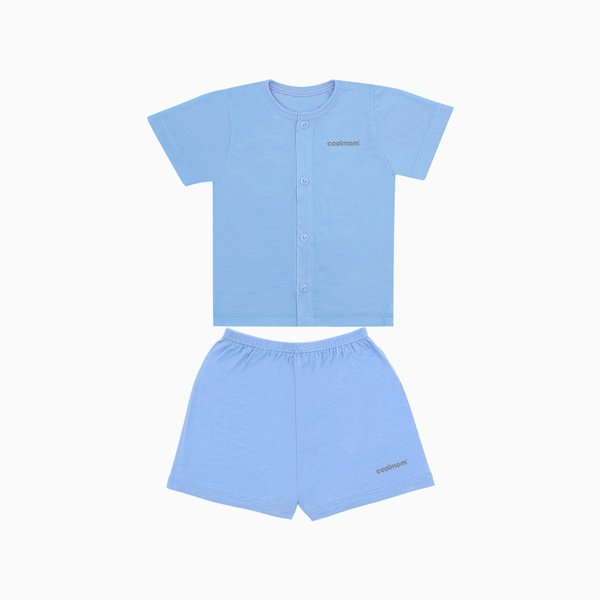 Bộ cộc tay cài giữa Coolmom chất liệu sợi tre cao cấp màu xám fog size 9M / CM-0016-9M-XF