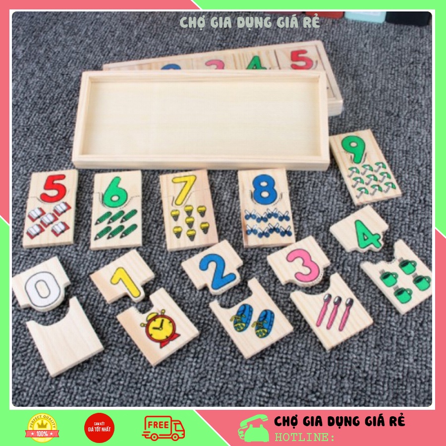 Hộp Gỗ Tập Đếm và Ghép Số Toán Học Cho Bé (Vừa Học Vừa Chơi, giúp Bé làm quen các số từ 1 đến 10 từ sớm ạ)