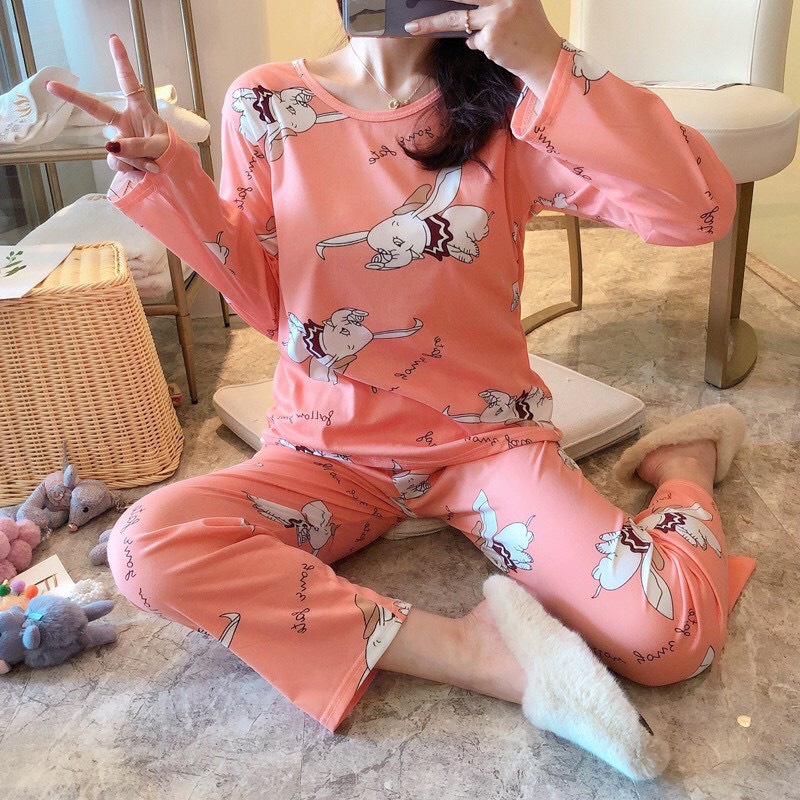 Bộ đồ -  đồ bộ ngủ Nữ dài tay màu sắc đa dạng chất cotton họa tiết ngộ nghĩnh dễ thương BD931
