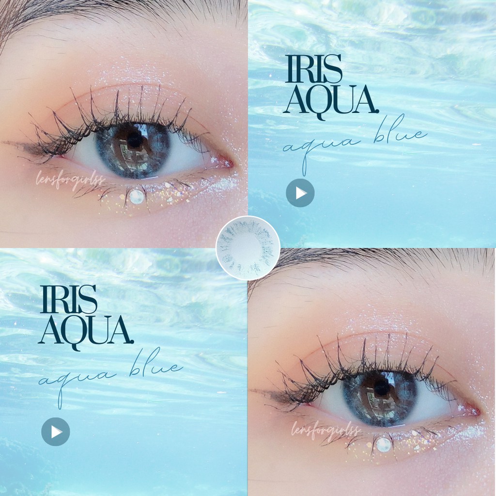 Kính áp tròng xanh aqua Iris Aqua - Made in Korea | Hạn sử dụng 3-6 tháng