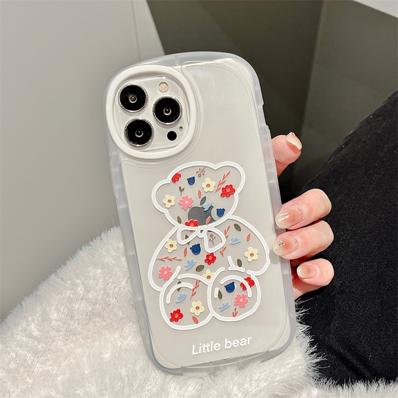 Ốp Điện Thoại Silicon Mềm Lỗ Tròn Màu Trơn Hình Gấu/Hoa Cho iPhone XS XR XMax 11 11pro 11 promax 12 12pro 12proMax 13 13Pro 13promax 2022