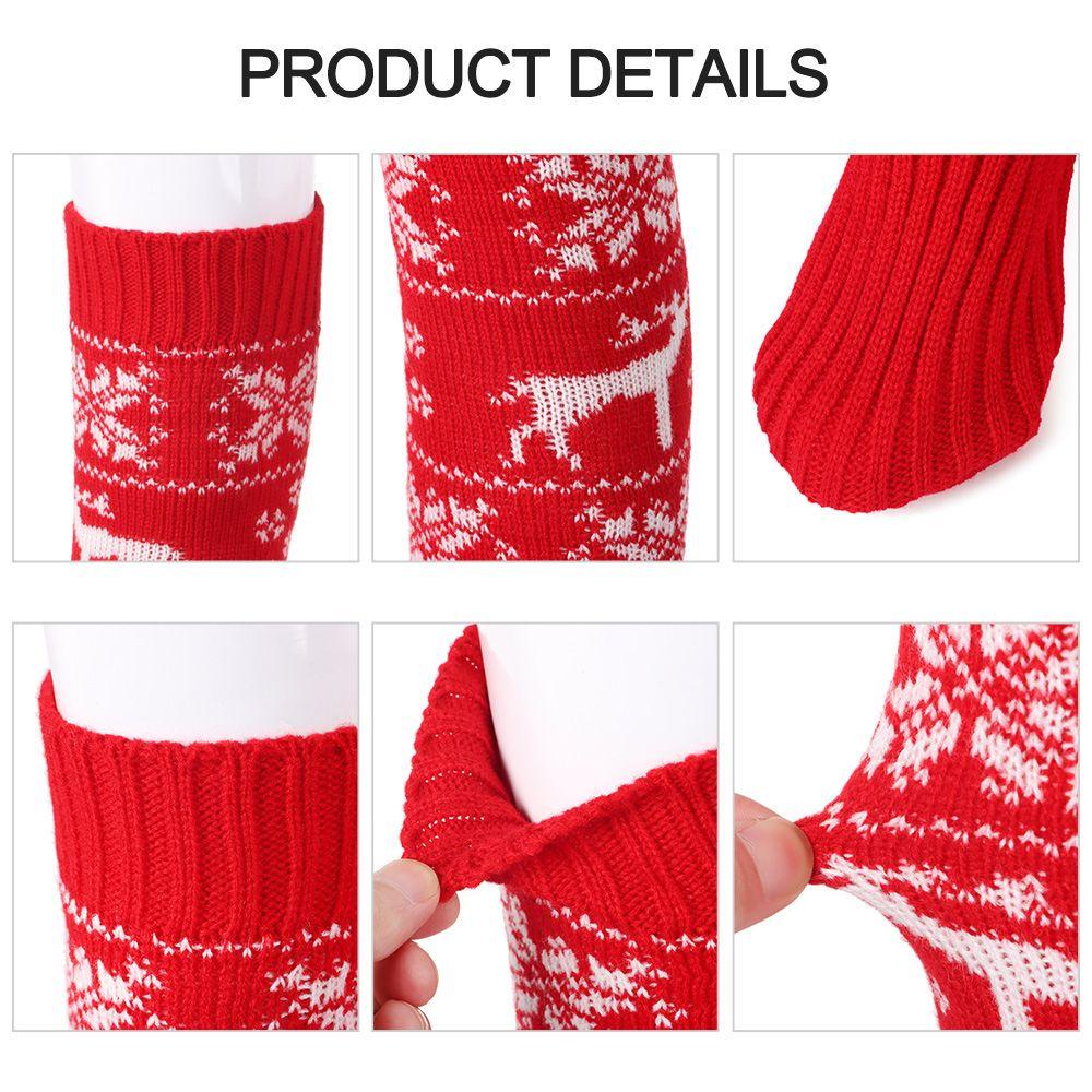 Tất Dệt Kim Dày Giữ Ấm Đầu Gối Phong Cách Giáng Sinh