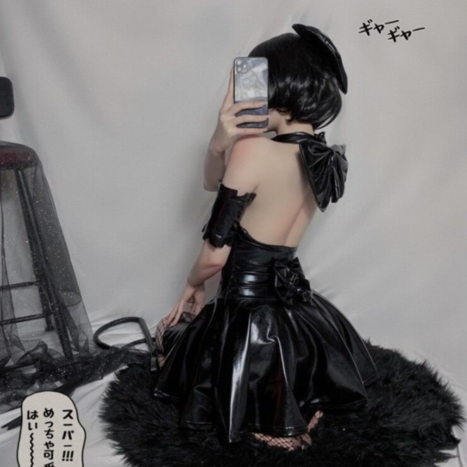 Váy da dáng xòe sexy cosplay gợi cảm kèm phụ kiện | BigBuy360 - bigbuy360.vn