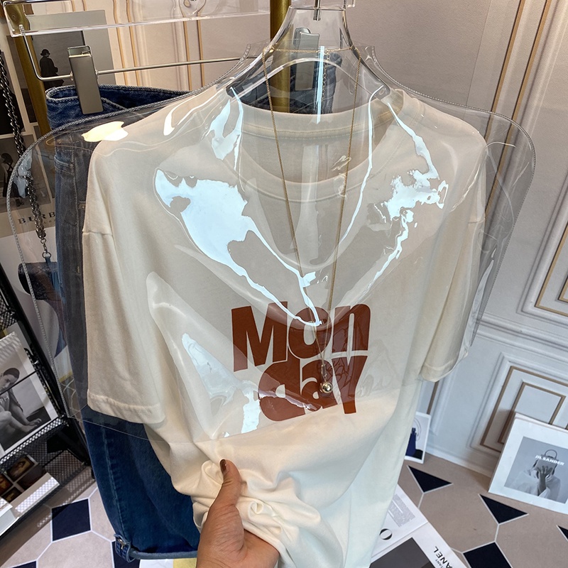 NRVP Áo thun tay ngắn cổ tròn 100% cotton thời trang phong cách Hàn Quốc cho nữ