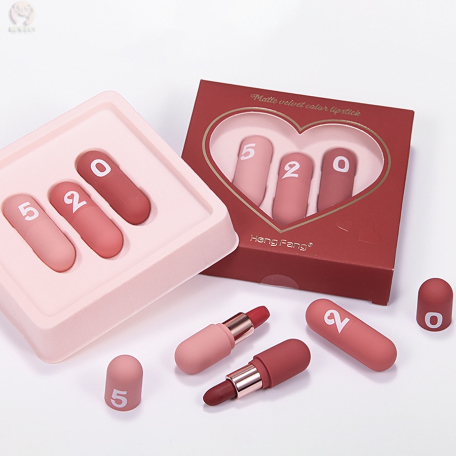 Set 3 Son Môi TTLIFE Mini 520 Màu Mượt Như Nhung Lâu Trôi