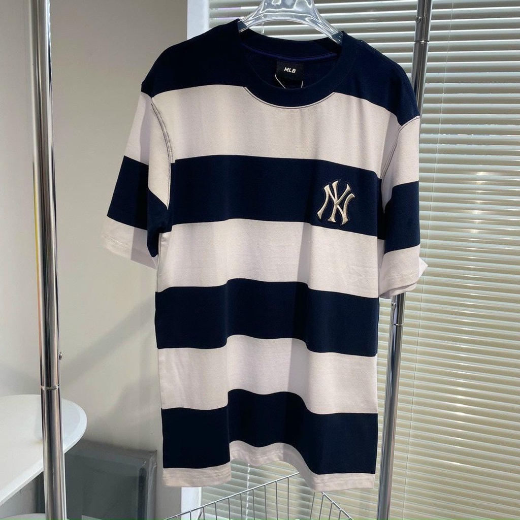 Áo Phông Unisex Chất Cotton 100% Sọc Đen/Tím/Xanh