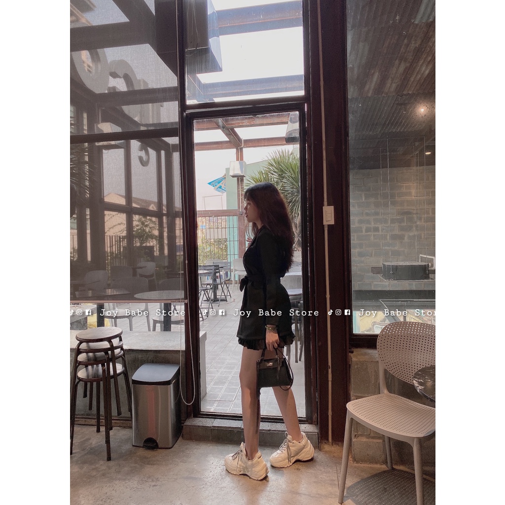 Áo vest kèm thắt lưng sang chảnh JOY BABE 🤍 mix nhiều kiểu như blazer, giả đầm thắt eo trắng đen dài giấu quần AV 1 -9A