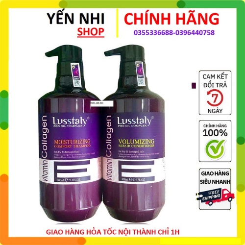 [LUSSTALY CHÍNH HÃNG] Cặp gội xả Lusstaly Collagen 500ml,Dầu gội + xả Lusstaly siêu phục hồi,mềm mượt,ngăn ngừa rụng tóc