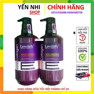 Cặp gội xả Lusstaly Collagen 500ml,Dầu gội + xả Lusstaly siêu phục hồi,mềm mượt,ngăn ngừa rụng tóc