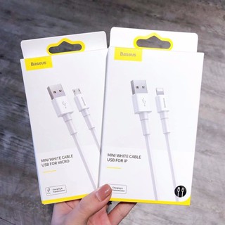 Cáp Sạc Baseus Mini White Cable💎Sạc Nhanh💎Dây Sạc Truyền Dữ Liệu Iphone Lightning (2.4A)/Micro USB (2.4A)/Type C (3A)