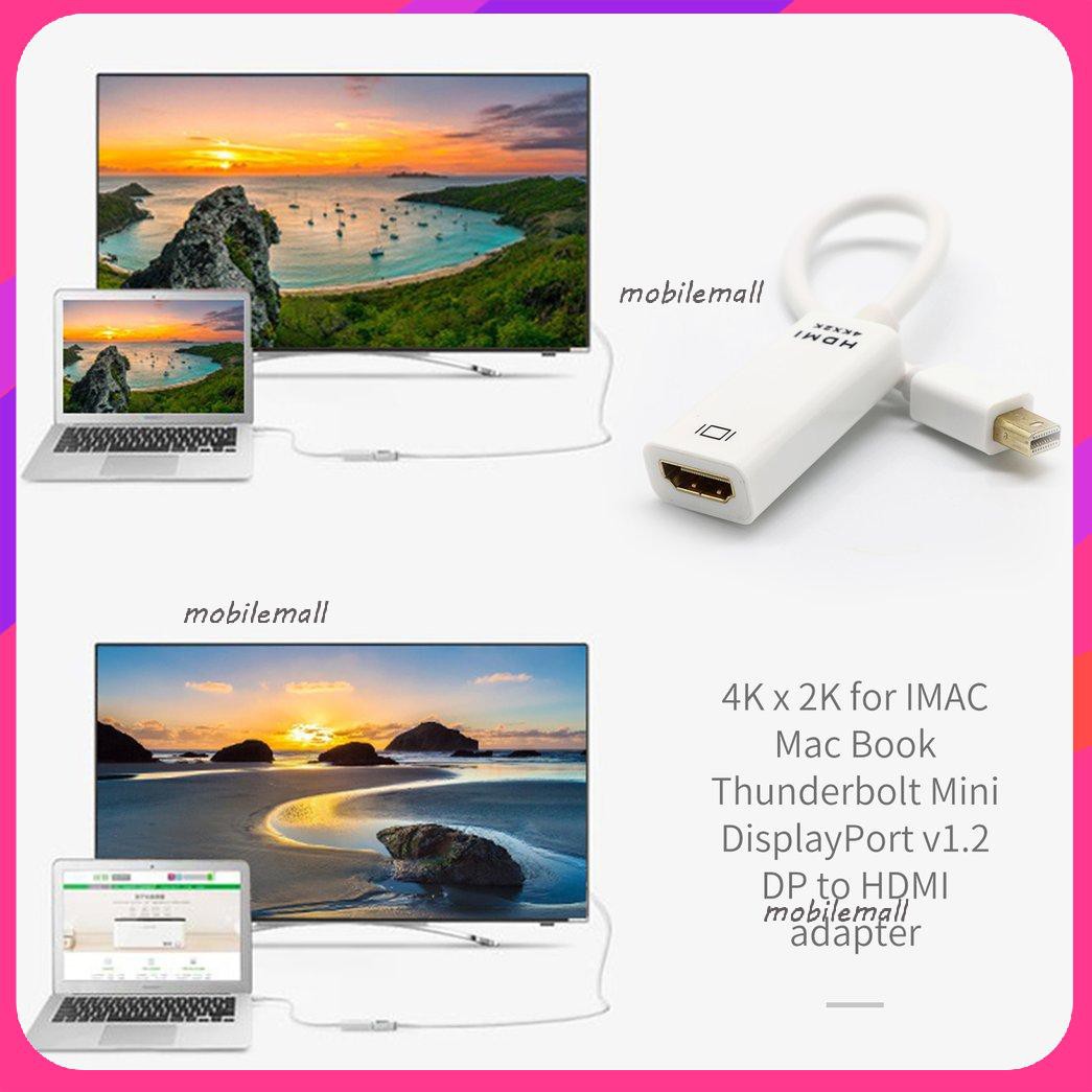 Mới4K x 2K Thunderbolt Mini Displayport v1.2 DP to HDMI Adapter For iMAC Mac