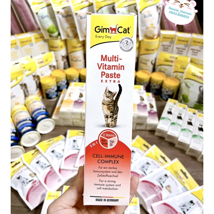 Gel Gimcat Multi-Vitamin Paste Extra giúp mèo phát triển toàn diện (200gr)