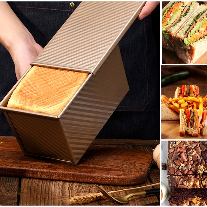 Hộp thiếc đựng bánh mì chống dính có nắp đậy 450g