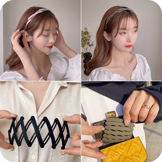 Bờm tóc gấp gọn co giãn, cài tóc nhựa bỏ túi tiện lợi