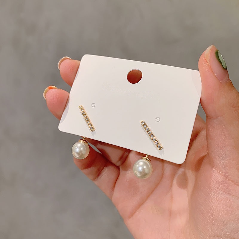 Korean style round pearl earrings for women