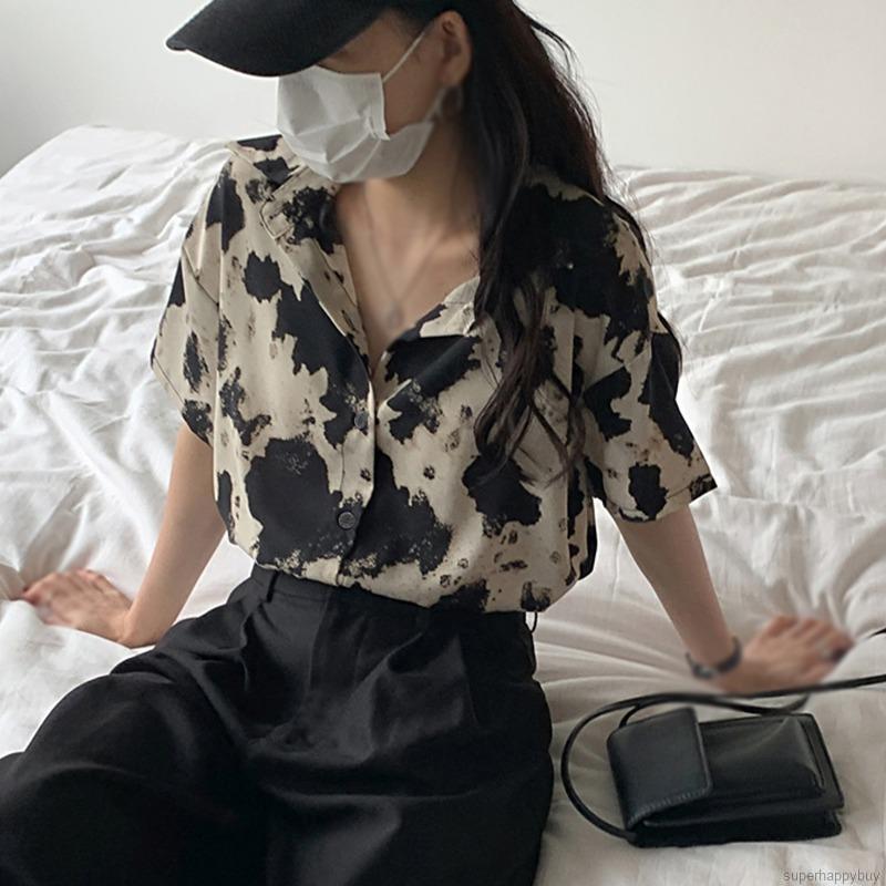 Áo Sơ Mi Ngắn Tay Form Rộng Phong Cách Hàn Quốc Trẻ Trung Dành Cho Nữ