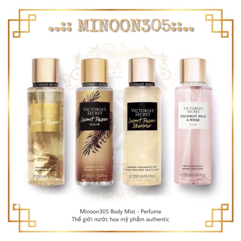 Xịt Dưỡng Thể Body Mist 𝗩𝗜𝗖𝗧𝗢𝗥𝗜𝗔'𝗦 𝗦𝗘𝗖𝗥𝗘𝗧 "Coconut Pasion" 30ml/50ml/100ml ❀minoon