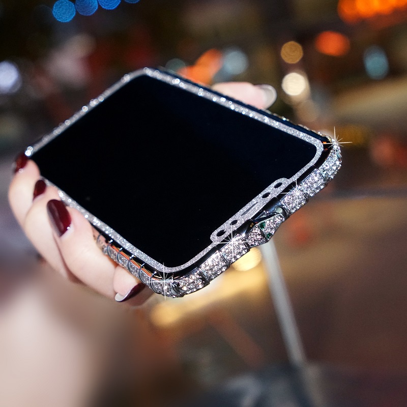 Ốp điện thoại viền kim loại đính đá cho IPhone 12 11 Pro MAX Mini XS MAX XR X 6 6S 7 8 Plus