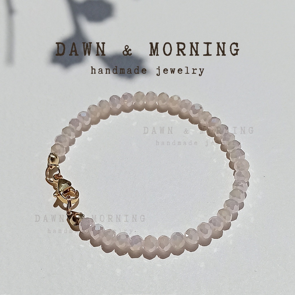 Màu Dreamy Peach ~3,5mm - Dawn & Morning Vòng tay nữ thủ công kiểu dáng cổ điển có ánh cừ, ngũ sắc