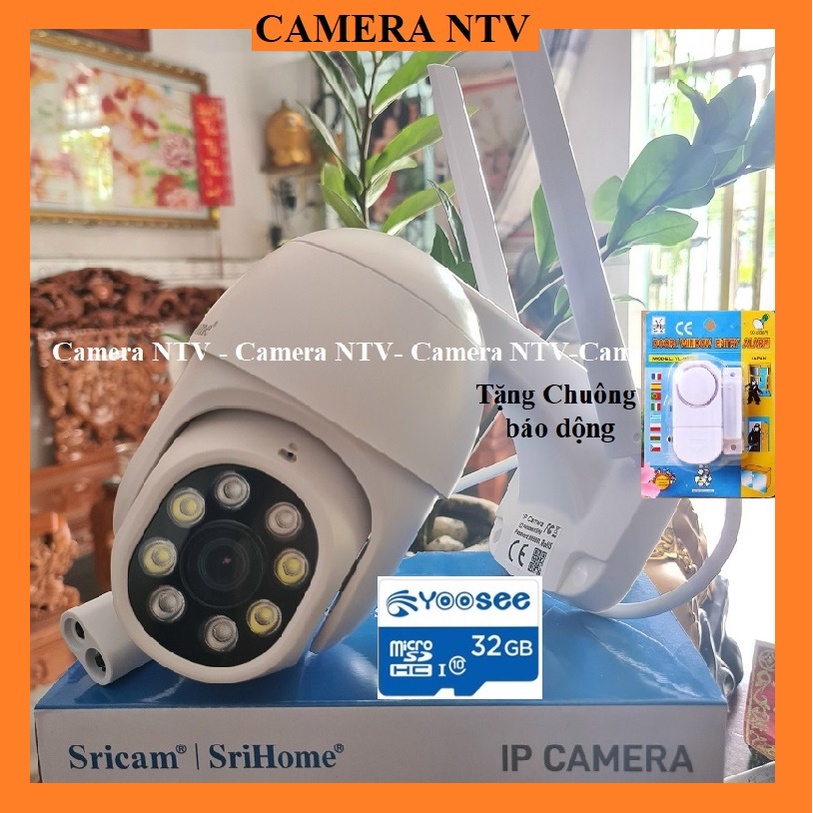 [ TẶNG CHUÔNG CỬA ] Camera IP Wifi Ngoài trời PTZ SRIHOME - CHỐNG NƯỚC Xoay 360 - Đàm thoại, Chống Trộm