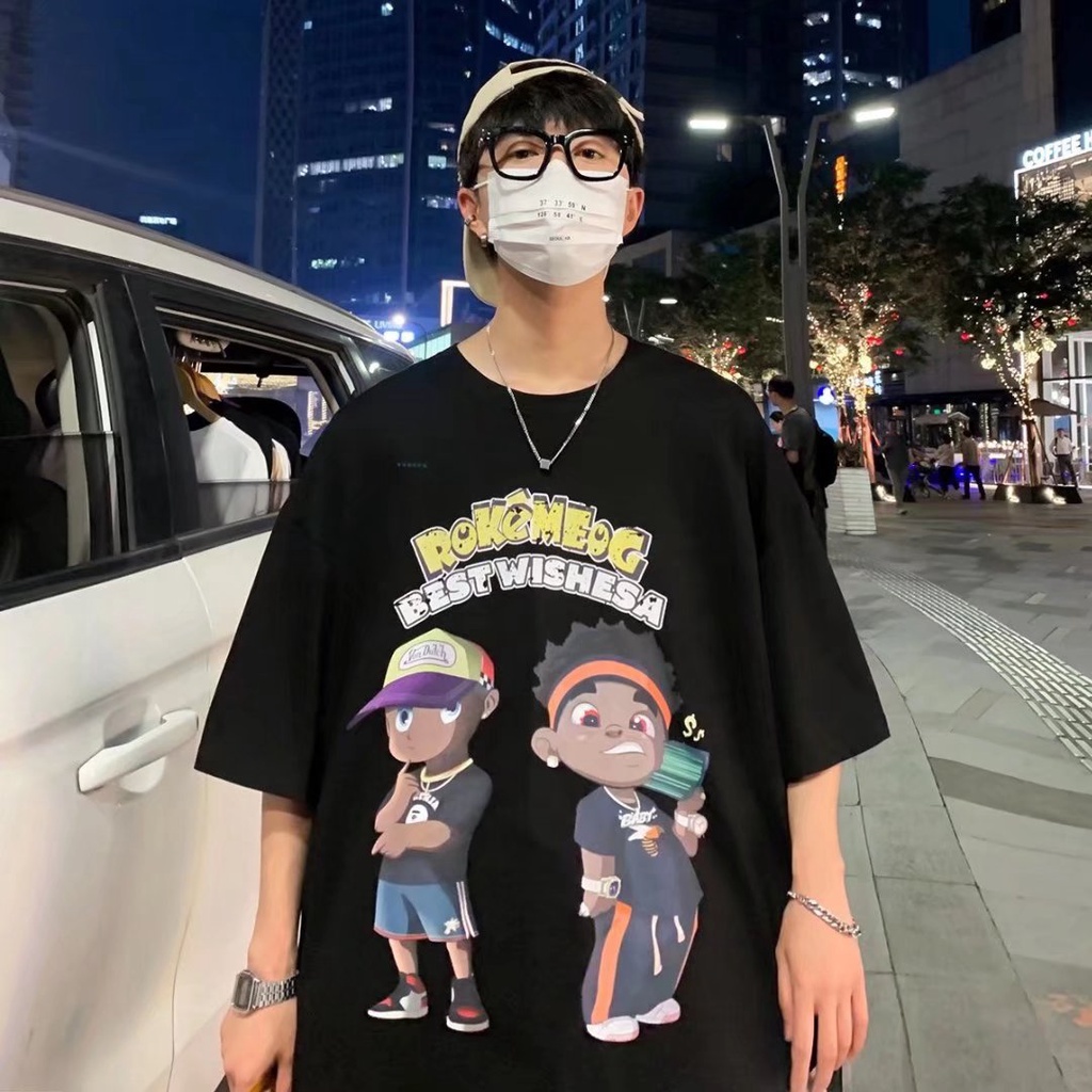 Áo Thun Tay Ngắn Dáng Rộng In Chữ Phong Cách Nhật Bản Thời Trang Cho Nam Và Nữ Size M-8XL