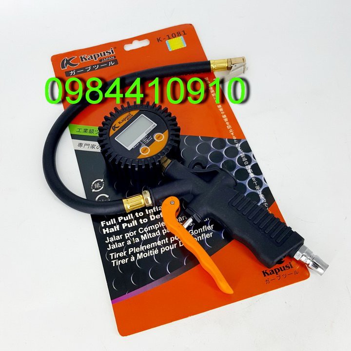 Đầu bơm xe ô tô - xe máy -đồng hồ đo lốp xe Nhật Kapusi