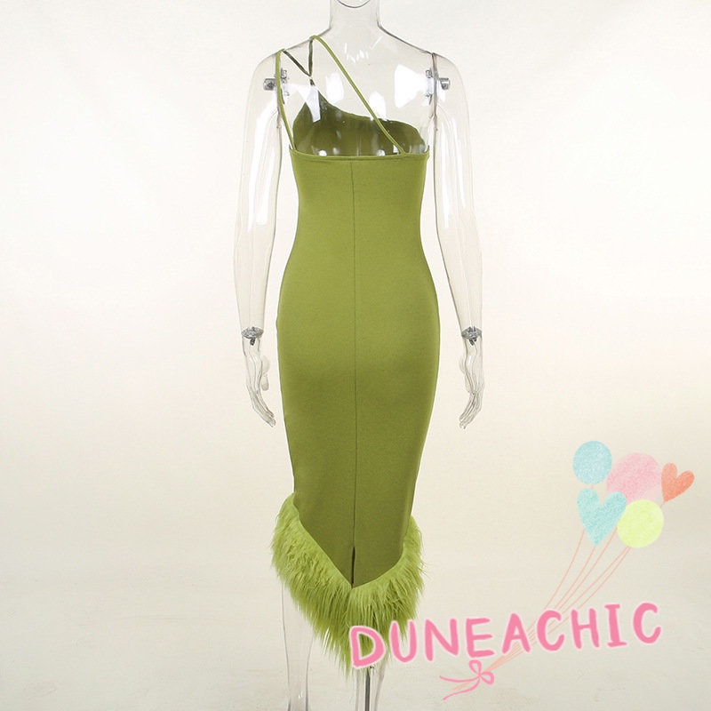 DUNEA Đầm Nhung Hai Dây Hở Lưng Ôm Dáng Gợi Cảm Dành Cho Nữ