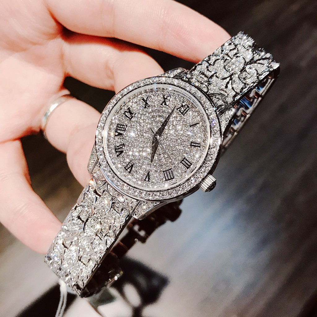 Đồng Hồ Nữ Davena Full Đá 37mm Silver Chính Hãng