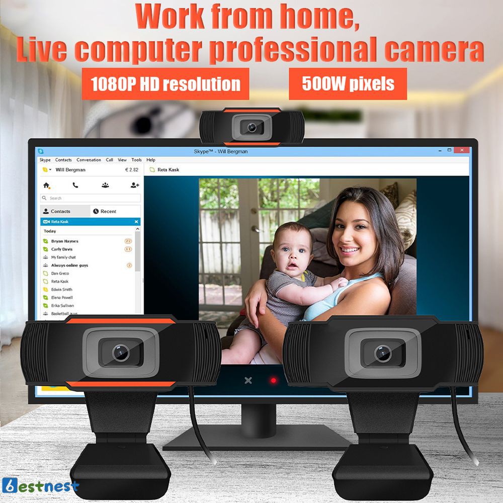 Webcam USB 2.0 1080P tiện lợi dành cho máy tính