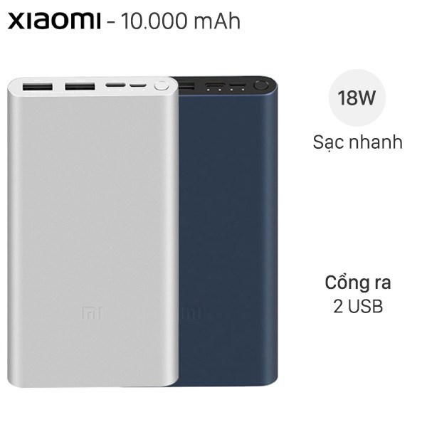 Sạc dự phòng Xiaomi Mi Gen 3 10000mAh 20000mah 18W - Hỗ trợ sạc nhanh