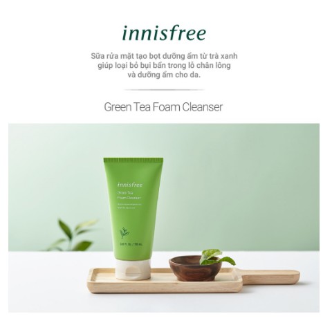 Sữa rửa mặt ngừa mụn làm sạch da ♥ [Yêu Thích] ♥ trà xanh - Green Tea Foam Cleanser 150ml