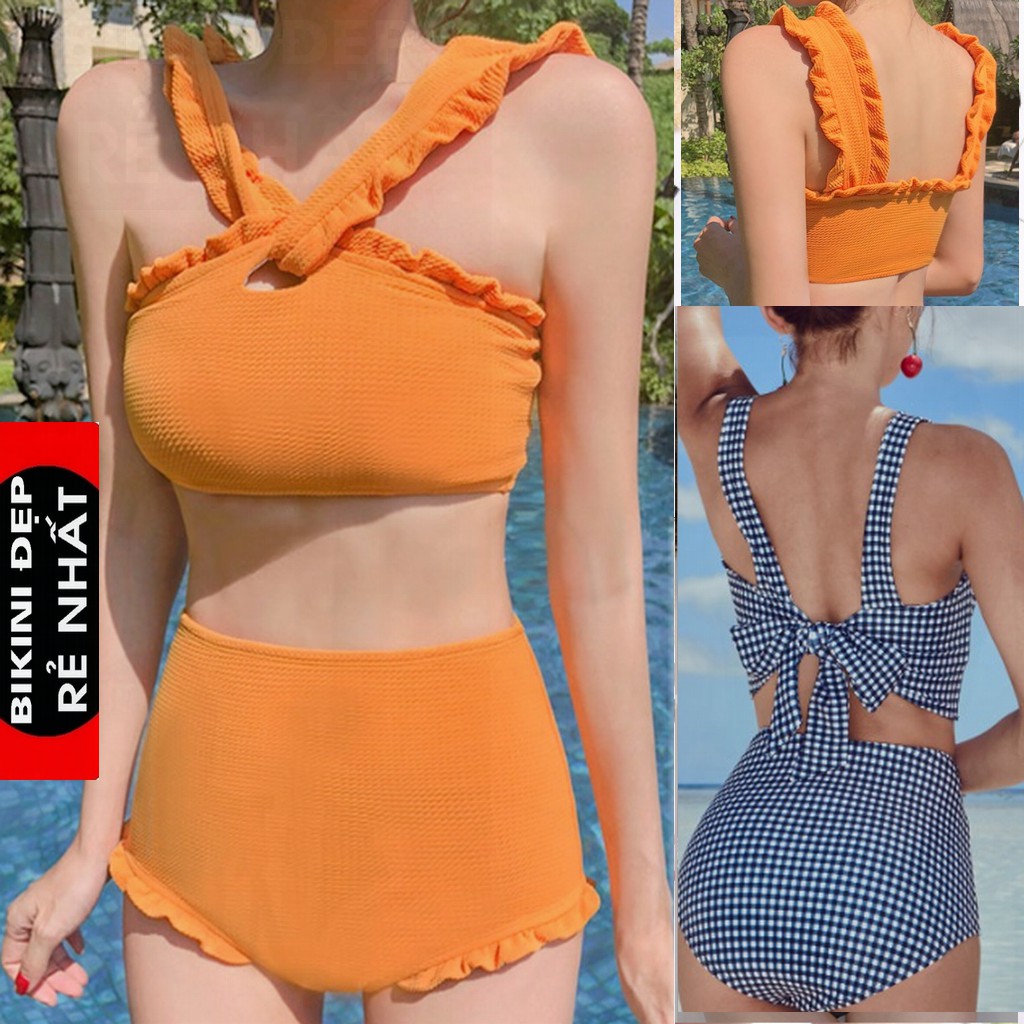 Xiuer Áo tắm phong cách hàn quốc, bikini cạp cao in hoa gợi cảm，Đồ bơi cặp đôi，Đồ thể thao đi biển, tắm suối nước nóng#Z