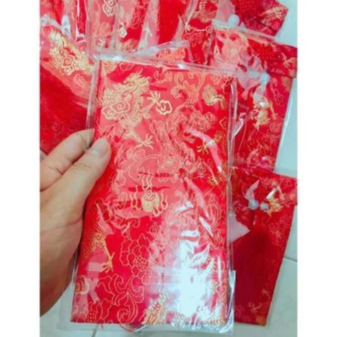 [10 CÁI] Bao lì xì vải gấm xịn sò thêu rồng phượng - dây treo hồ lô