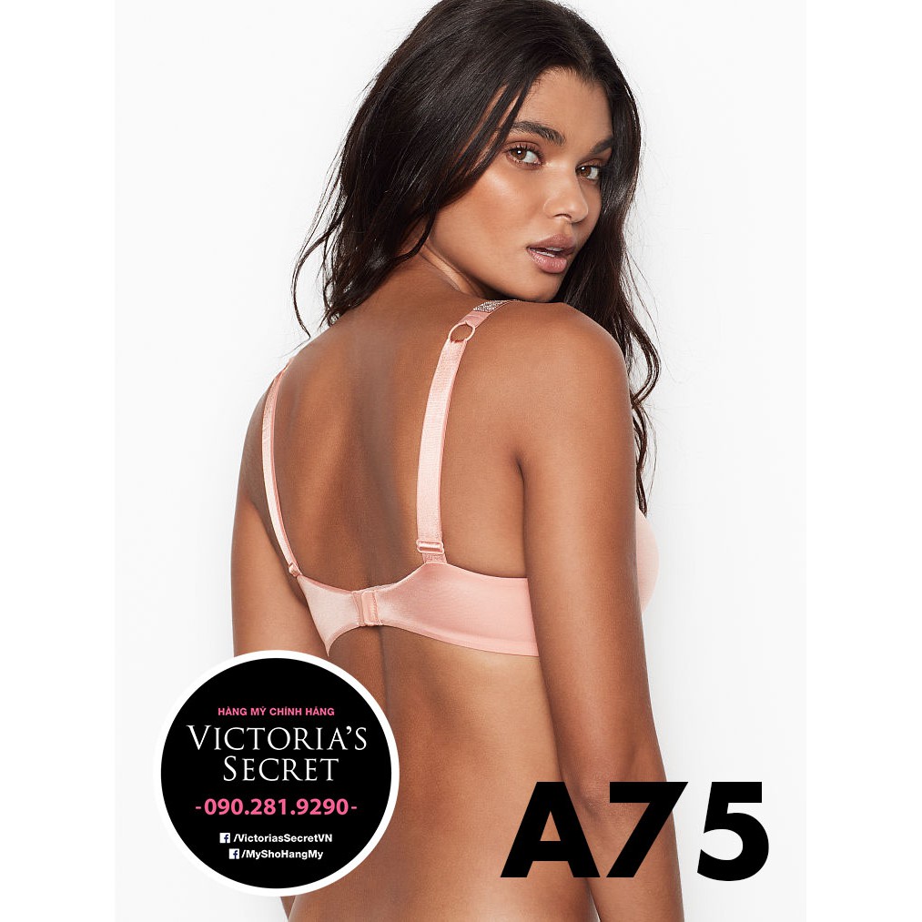 (34A/A75 - Bill Mỹ) - Áo ngực hồng đính hạt lấp lánh (82) Very Sexy, Rose Tan, nâng ngực - Victoria's Secret USA