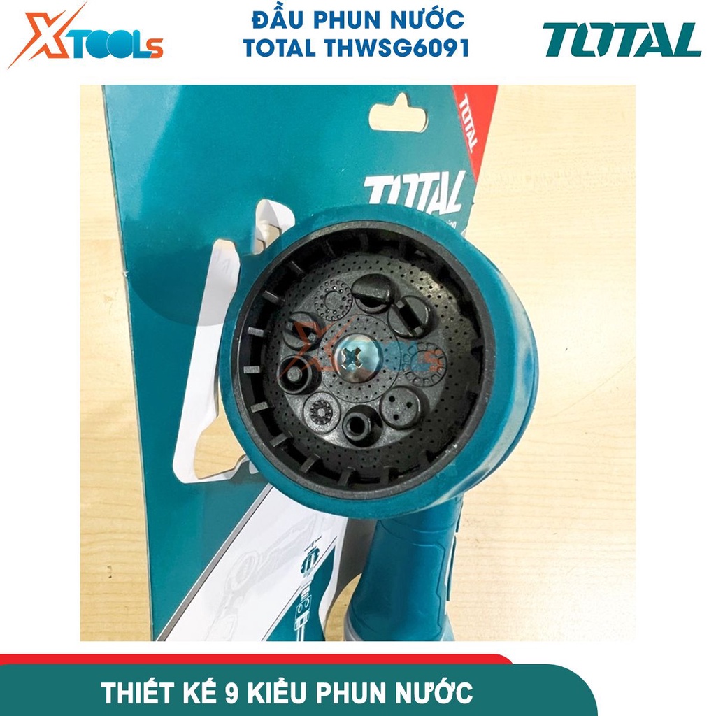 Đầu phun nước bằng nhựa 9 kiểu phun Total THWSG6091, với bộ chuyển đổi dụng cụ 3/4 &quot; - [CHÍNH HÃNG][XTOOLS]