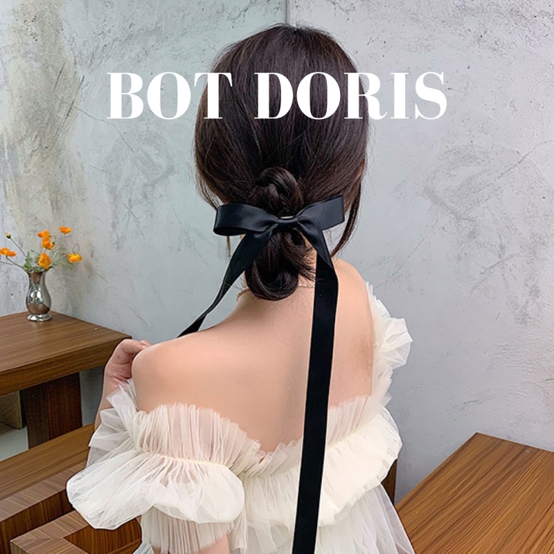 Kẹp tóc hình nơ bằng ruy băng loại dài kiểu Hàn Quốc, phụ kiện tóc nữ dễ thương