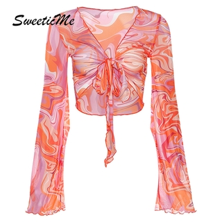 Áo Cardigan Tay Loe Dài Dáng Ôm In Họa Tiết Xinh Xắn Thời Trang Cho Nữ