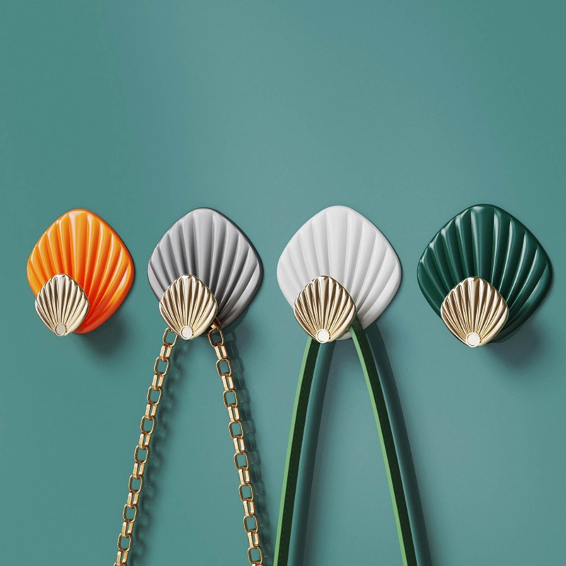 Set 4 Móc Treo Vỏ Sò Dán Tường Chắc Bền Cho Phòng Khách Nhà Bếp