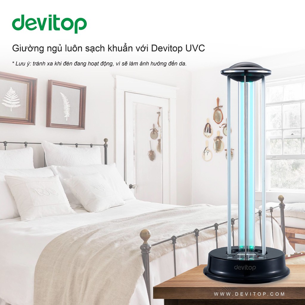 Đèn diệt khuẩn tia cực tím Devitop UVC 36W có Remote tiện lợi (Mẫu mới 2021)