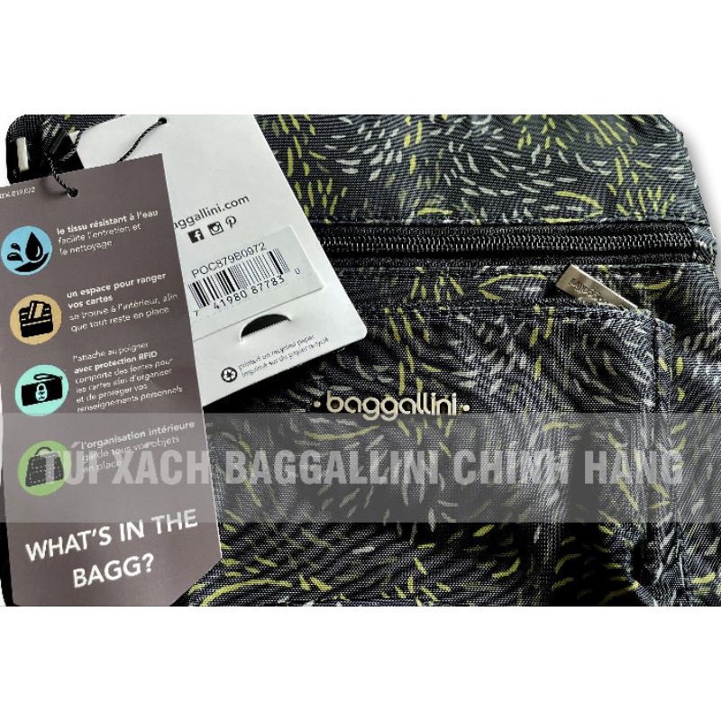Túi đeo chéo Baggallini hoạ tiết vàng trắng