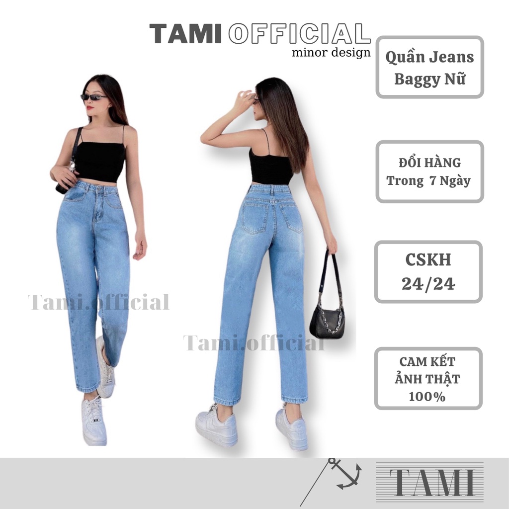 Quần Jeans BAGGY NỮ Xanh Nhạt BASIC Đáy Cao Siêu HÁCH DÁNG [ Tami Official ] | BigBuy360 - bigbuy360.vn