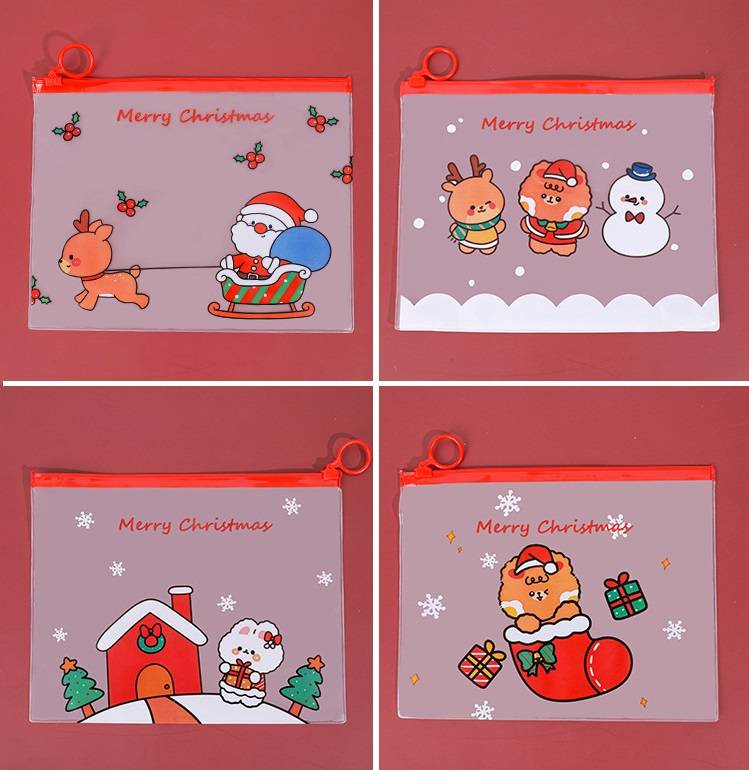 Hộp bút bigsize Kawaii PVC Christmas Pencil Case Girls Cosmetic bag Cute Transparent Pencil Box Pencilcase Office School Supplies kids friend classmate Christmas gift Stationery Storage bag