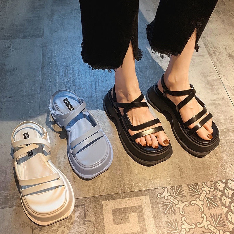 Giày Sandal Đế Dày Tăng Chiều Cao Thời Trang Mùa Hè Phong Cách La Mã Mới Cho Nữ