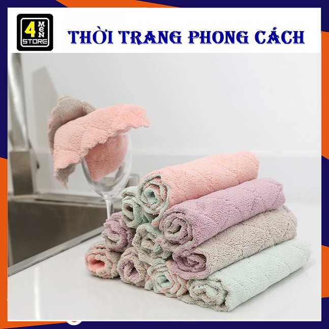 Khăn Lau Đa Năng 2 Mặt Siêu Thấm Nước Lau Bàn Ghế ,Lau Bếp, Lau Kính,Hơi Ôto Size To 15cmx26cm - Khăn Lau 2 màu